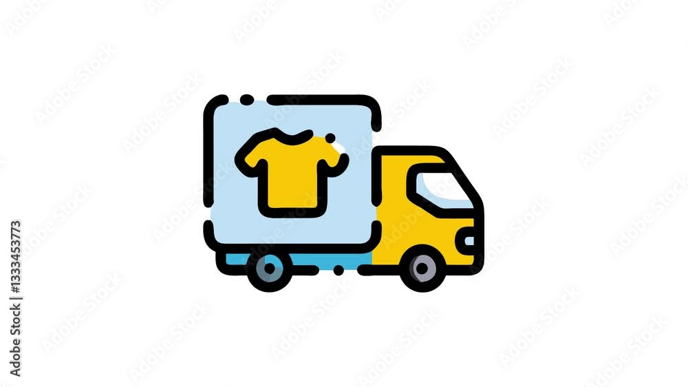 laundry pick up delivery line icon, 2d line animation laundry pick up delivery line icon, 2d line animation