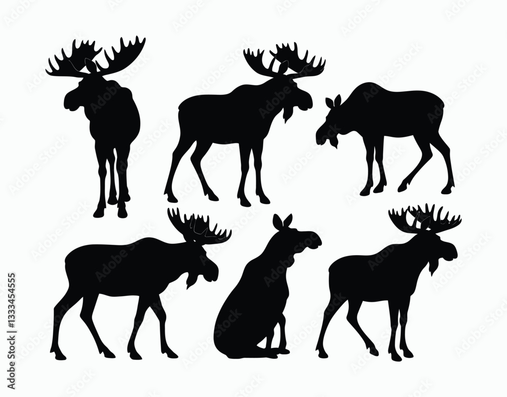 Fototapeta premium Moose Silhouette Vector Template Design