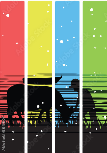 T-shirt farmer village vintage design 