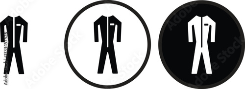 icon Ware Protective Clothing black outline logo for web site design 
and mobile dark mode apps 
Vector illustration on a white background
