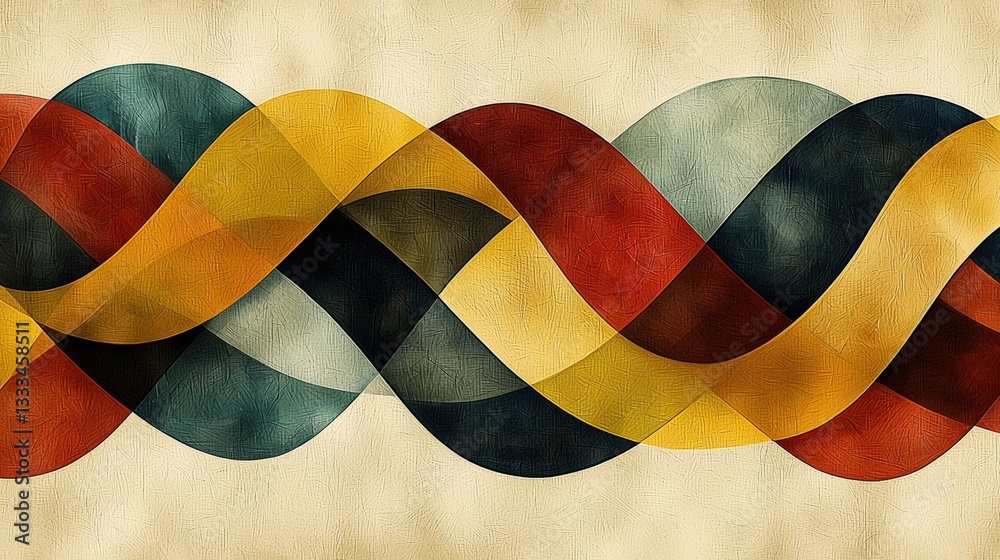 Fototapeta premium Colorful Abstract Waves with Smooth Curves and Gentle Transitions on Textured Background