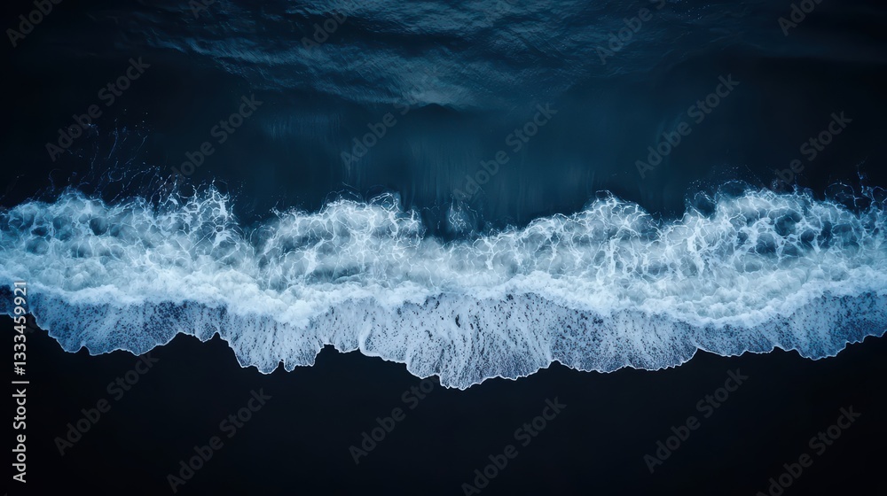 Aerial view of ocean waves crashing on the shore Aerial view of ocean waves crashing on the shore
