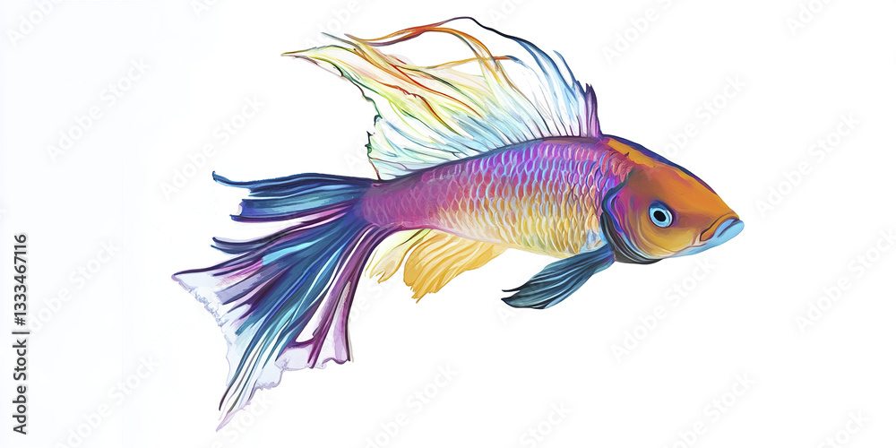 Fototapeta premium colorful wrasse with iridescent scales swims gracefully