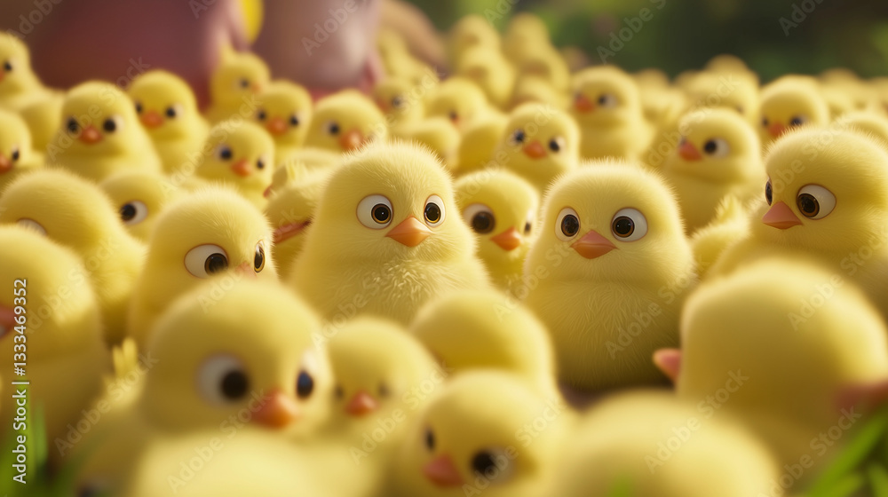 close up of yellow chicks
