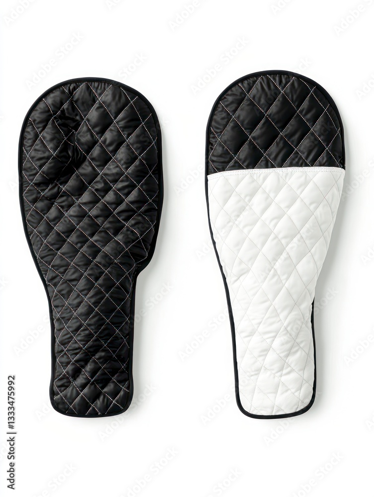 Oven Mitts in Black and White Quilted Pattern Kitchen Safety