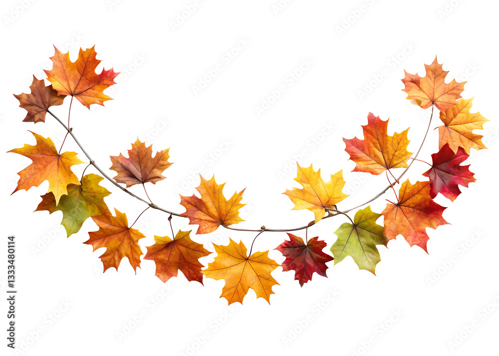 Fototapeta premium autumn leaf garland clipart image on transparent background