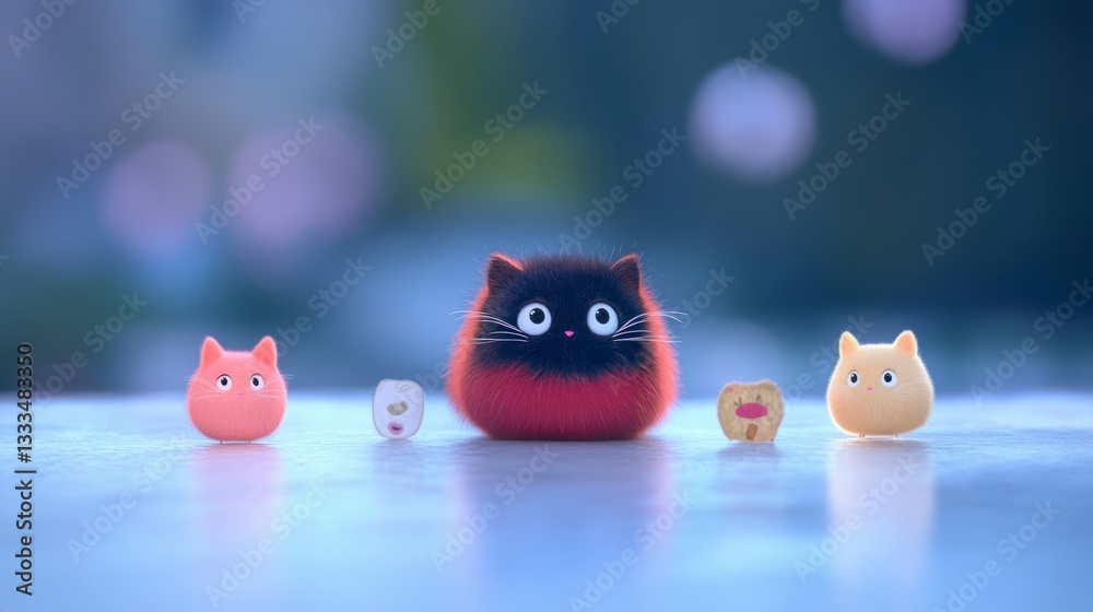 Adorable 3D Fluffy Cats Cute Kittens Cartoon Animals Soft Sweet Playful Whimsi Adorable 3D Fluffy Cats Cute Kittens Cartoon Animals Soft Sweet Playful Whimsi