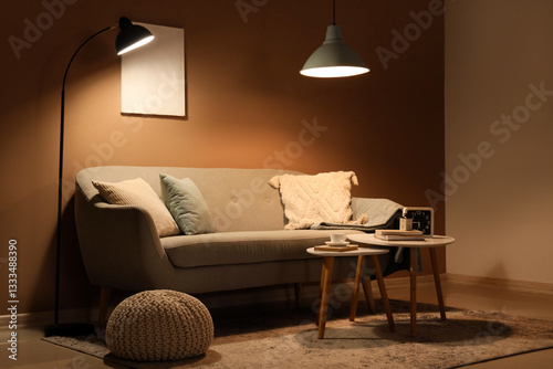 Cozy living room interior w...