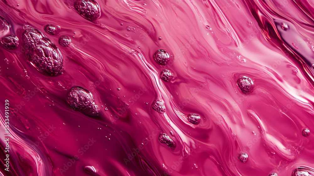vibrant magenta liquid with glossy reflections and bubbles creates luxurious texture vibrant magenta liquid with glossy reflections and bubbles creates luxurious texture