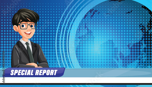Animated News Anchor Illustration