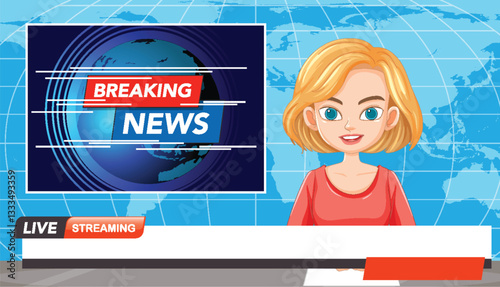 Animated News Broadcast Illustration