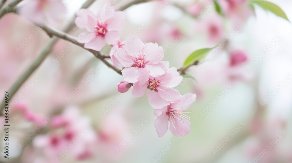 Delicate Willow and Peach Blossoms in Harmony, Symbolizing Renewal and Serenity of Spring Delicate Willow and Peach Blossoms in Harmony, Symbolizing Renewal and Serenity of Spring