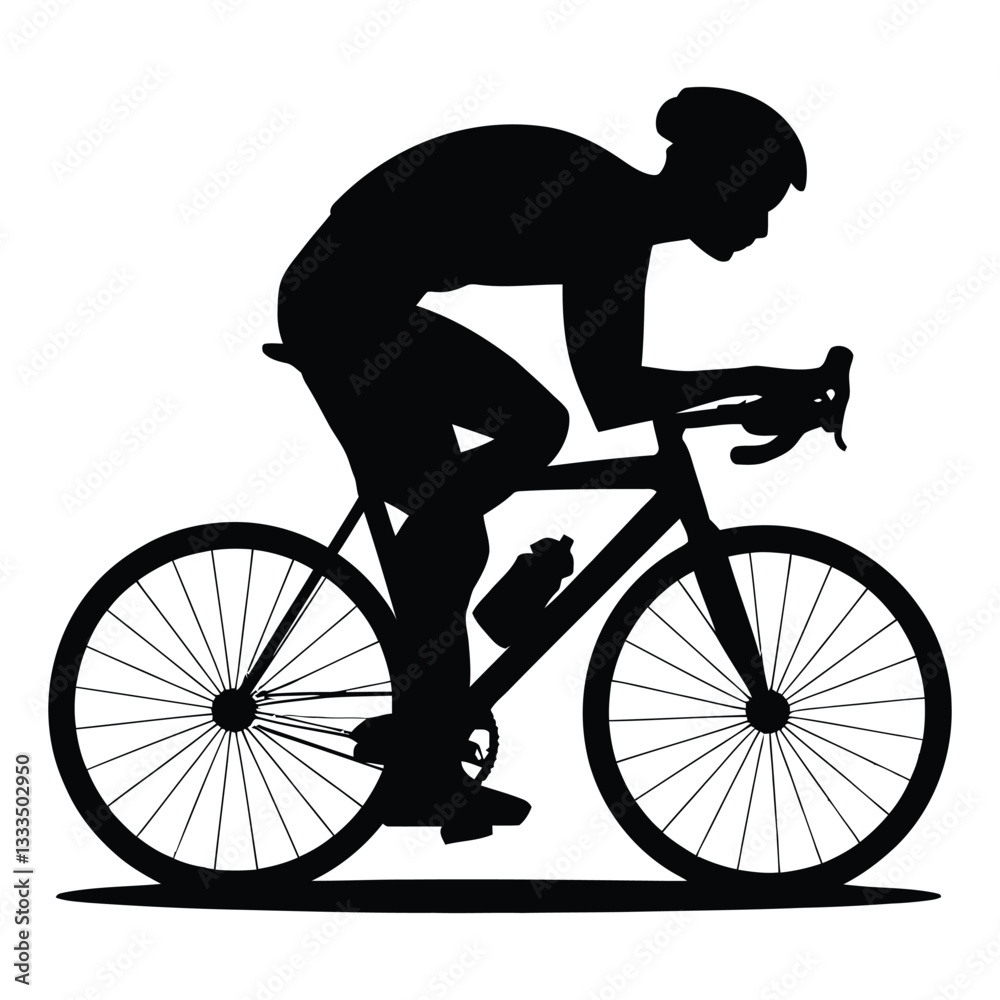 Obraz premium Cyclist Silhouette, Vector, Icon, Logo, White Background.