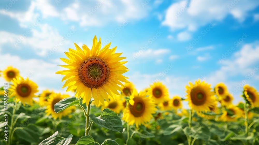 Vibrant Sunflower Field Under a Sunny Sky Vibrant Sunflower Field Under a Sunny Sky