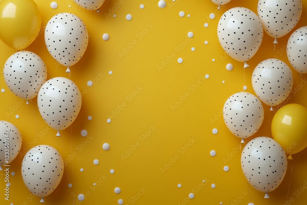 Yellow And White Balloons With Polka Dots