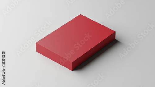 Minimalist Presentation of Isolated Maroon Box on Neutral Background with Soft Shadow