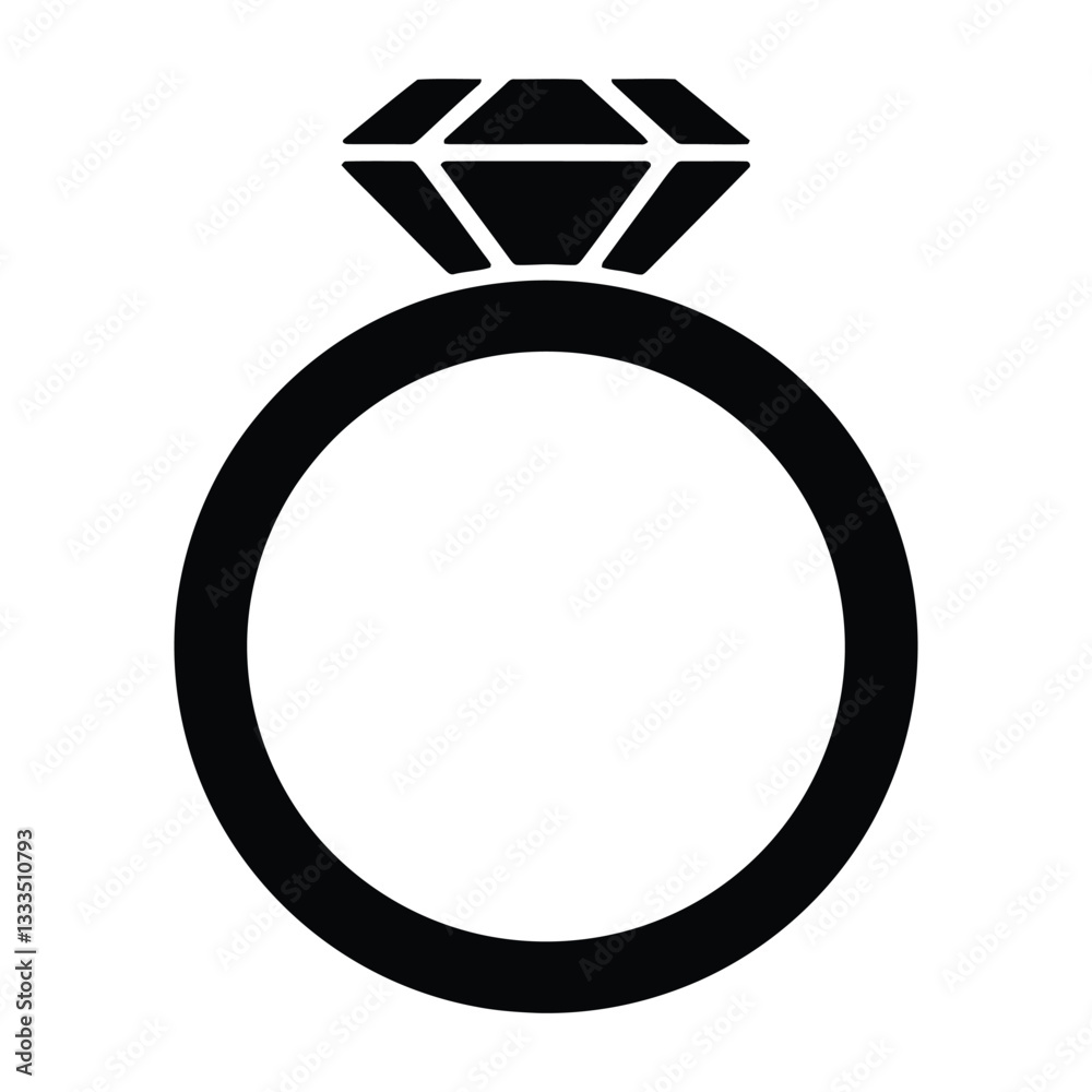 Wedding ring Silhouette, Vector, Icon, Logo, White Background. Wedding ring Silhouette, Vector, Icon, Logo, White Background.