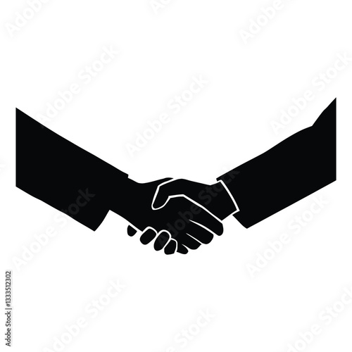 Handshake Silhouette, Vector, Icon, Logo, White Background.