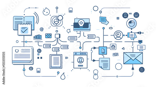 Illustration of a Sequential UX Design Process Steps: From Start to Finish