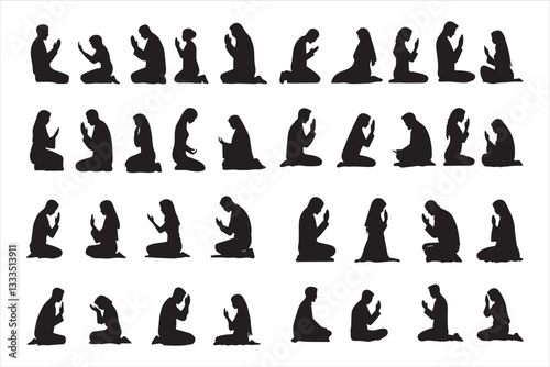 Muslim Praying silhouette praying symbol vector illustration
