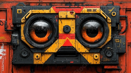 Artistic Urban Mural Featuring Large Cartoonish Eyes on a Colorful Graffiti Background