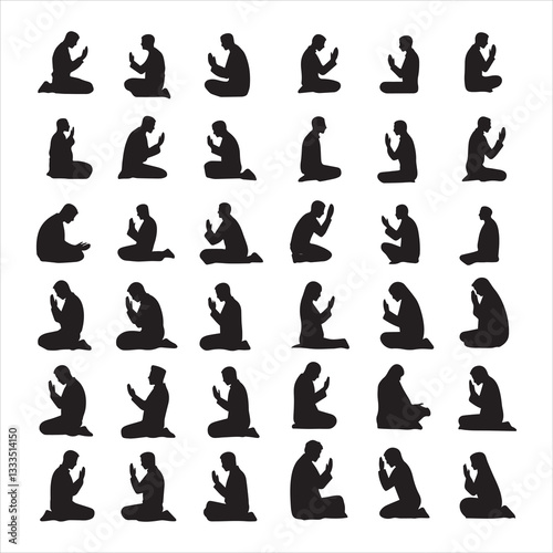 Muslim Praying silhouette praying symbol vector illustration