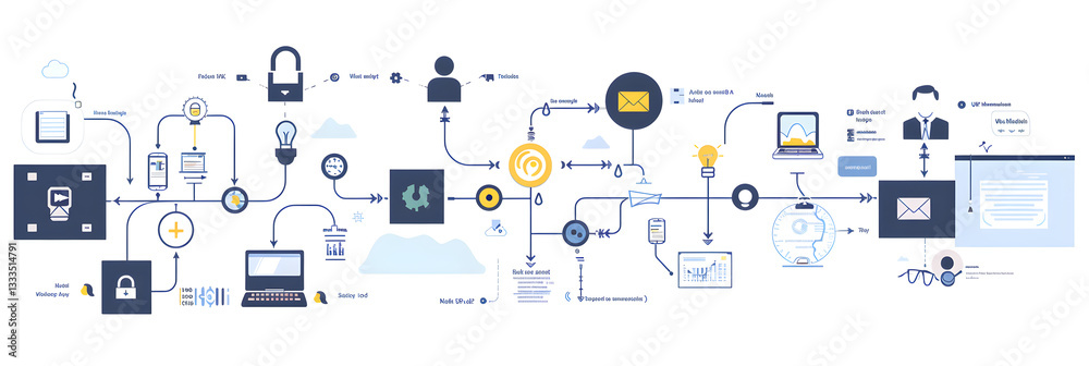 Illustration of a Sequential UX Design Process Steps: From Start to Finish Illustration of a Sequential UX Design Process Steps: From Start to Finish