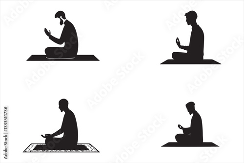 Muslim Praying silhouette praying symbol vector illustration