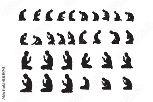 Muslim Praying silhouette praying symbol vector illustration