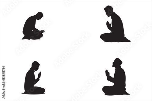 Muslim Praying silhouette praying symbol vector illustration