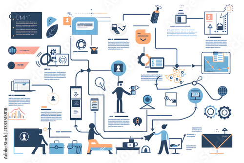 Illustration of a Sequential UX Design Process Steps: From Start to Finish