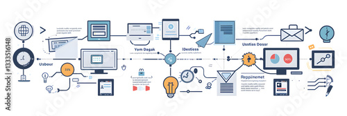 Illustration of a Sequential UX Design Process Steps: From Start to Finish