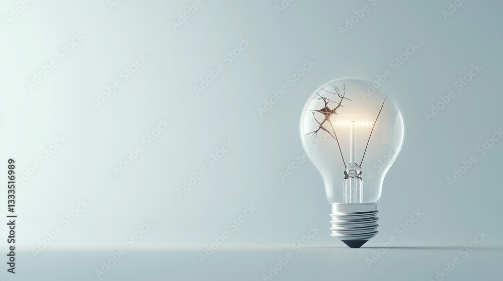 Minimalist Light Bulb with a Broken Filament in Soft Lighting Minimalist Light Bulb with a Broken Filament in Soft Lighting