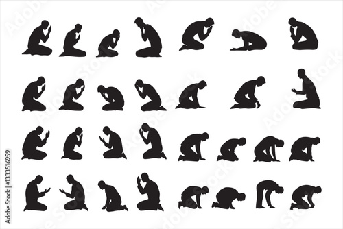 Muslim Praying silhouette praying symbol vector illustration