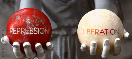 Tableau sur toile Repression or Liberation - decide between two options