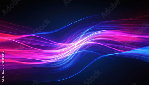 Futuristic Purple and Blue Abstract Wave Background with Dynamic Flow and Copy Space
