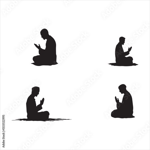 Muslim Praying silhouette praying symbol vector illustration