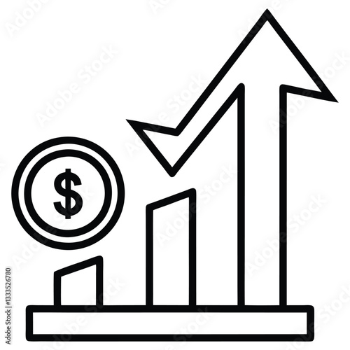 Financial Growth Chart Icon – Business Profit, Investment Rise, and Economic Progress
