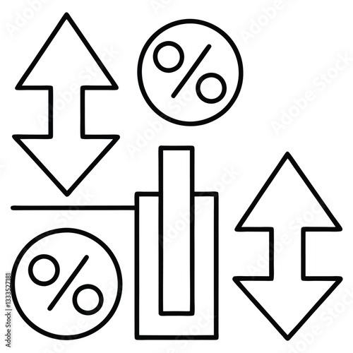 Black and White Percentage Adjustment Icons – Finance & Business Vector