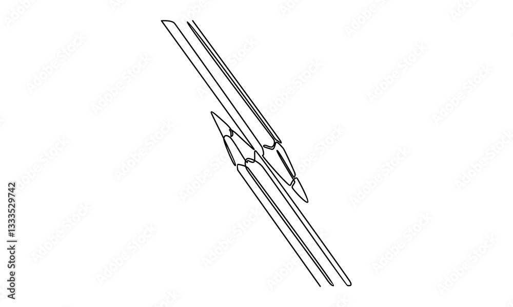 continuous line of two pencils illustration continuous line of two pencils illustration