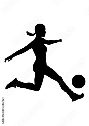 サッカー選手 女性 フットボール シルエット