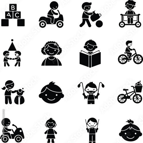 Childhood icon set