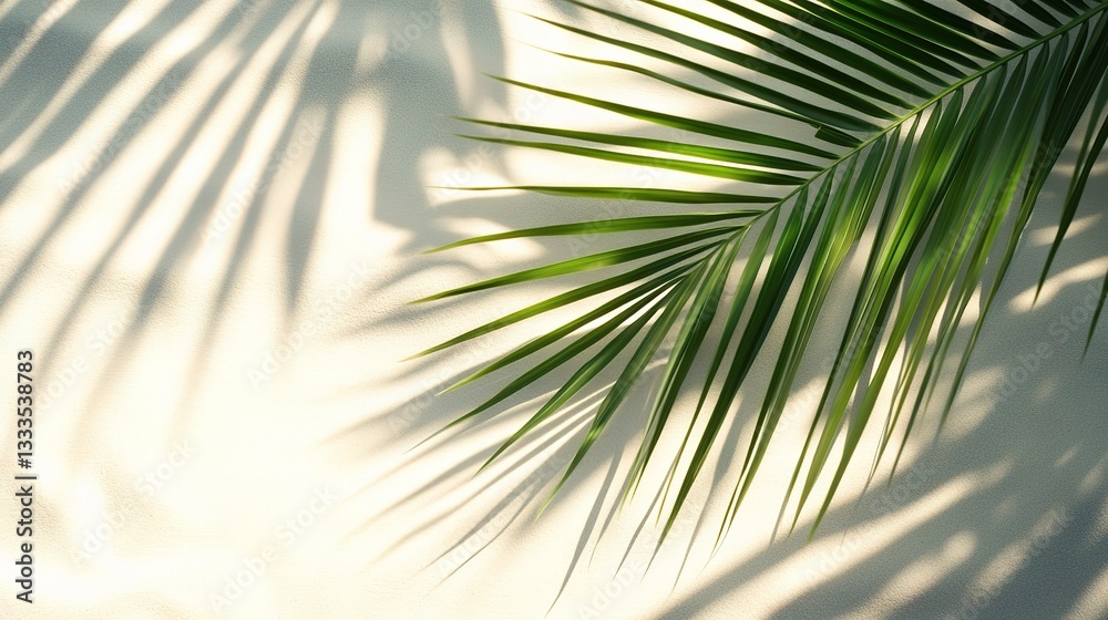 Fototapeta premium Tropical Palm Leaf Shadows on Warm Beach Background