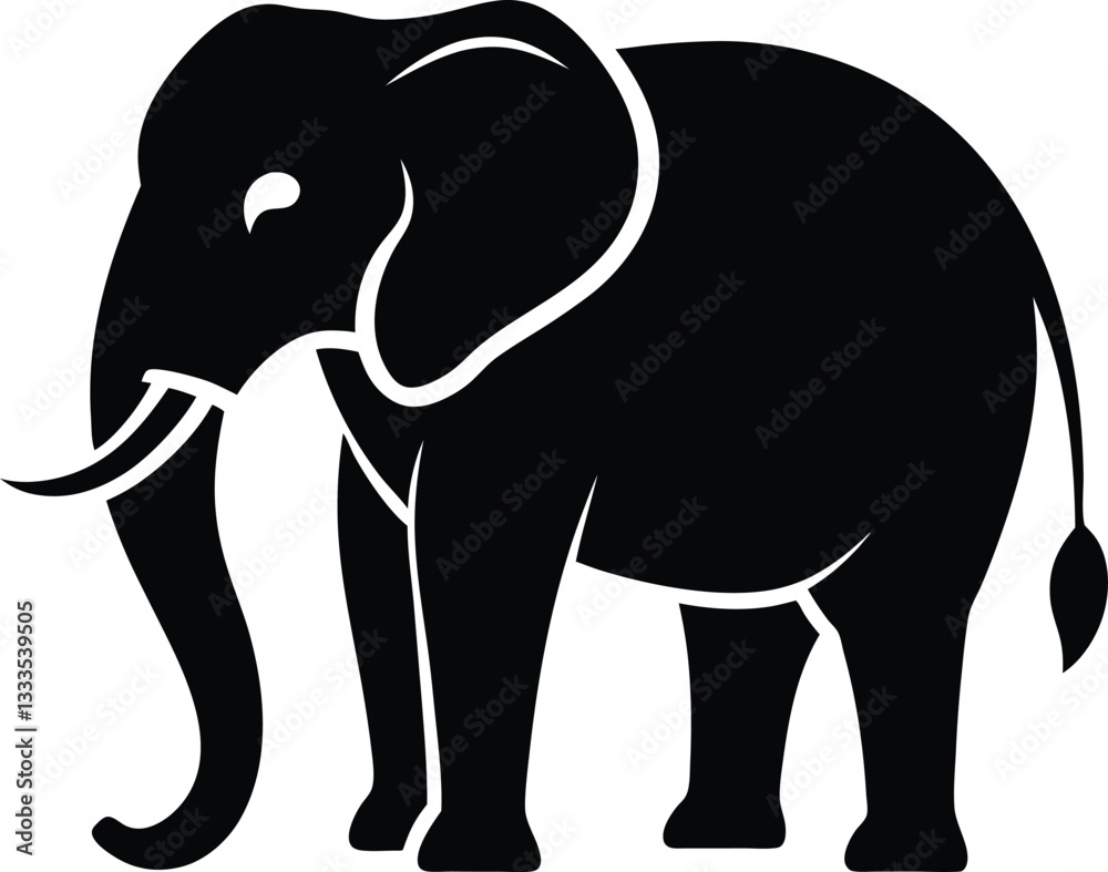 Obraz premium Elephant Silhouette Vector Design, Elephant Icon
