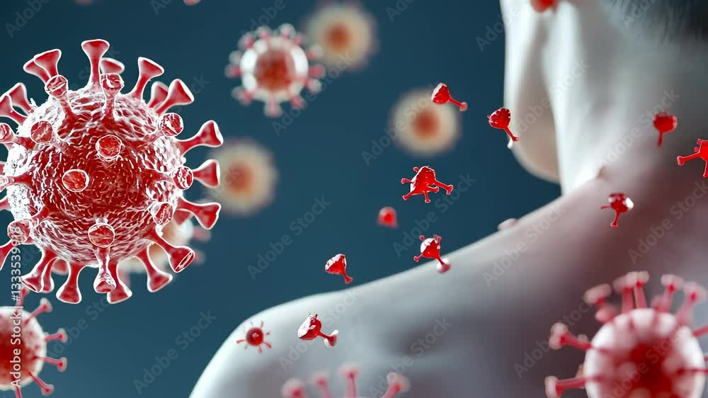 Stylized Virus Infection Concept on Human Back