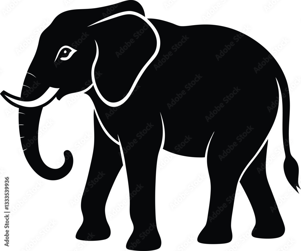 Obraz premium Elephant Silhouette Vector Design, Elephant Icon