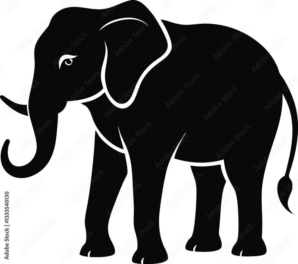 Fototapeta premium Elephant Silhouette Vector Design, Elephant Icon
