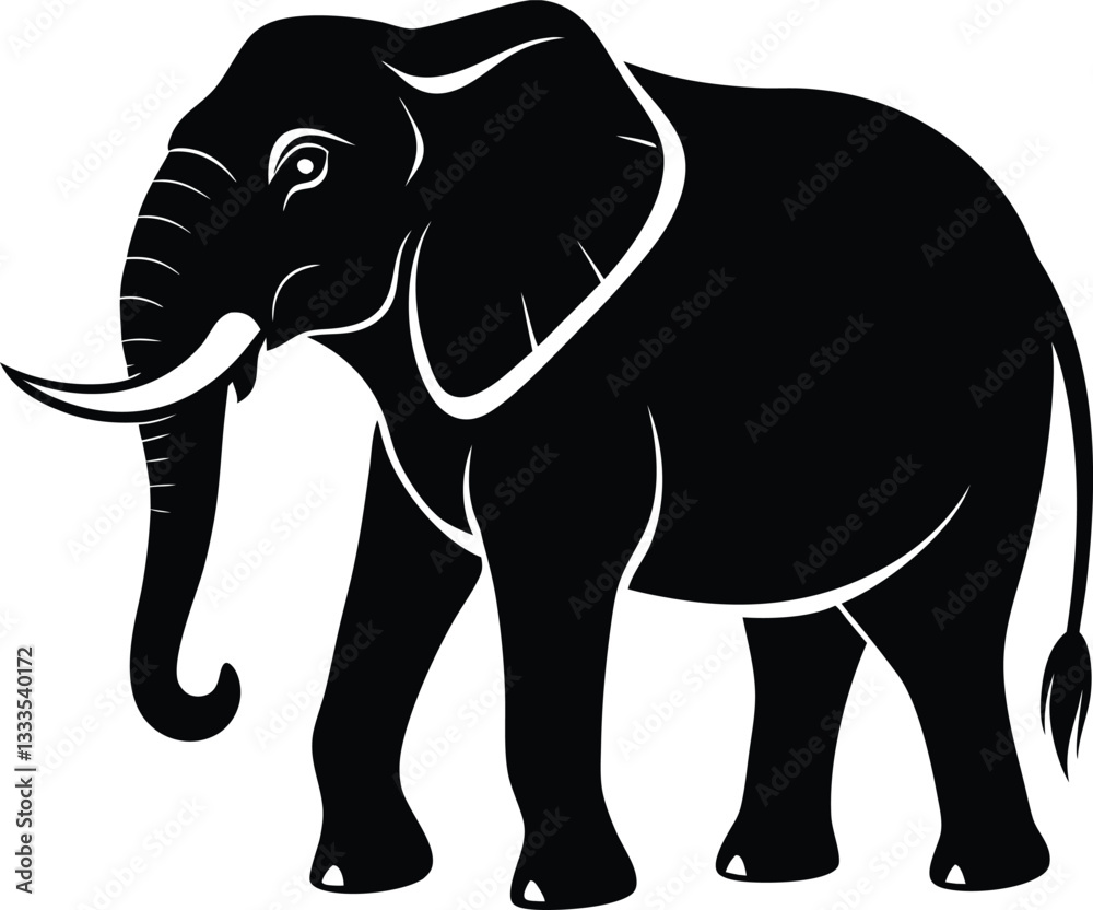 Obraz premium Elephant Silhouette Vector Design, Elephant Icon