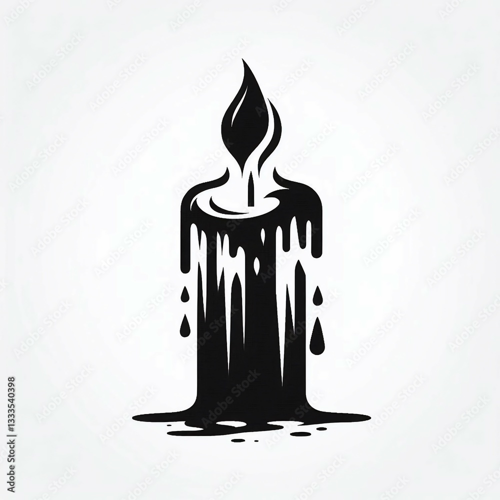Obraz premium Melted Candle Black Silhouette Icon
