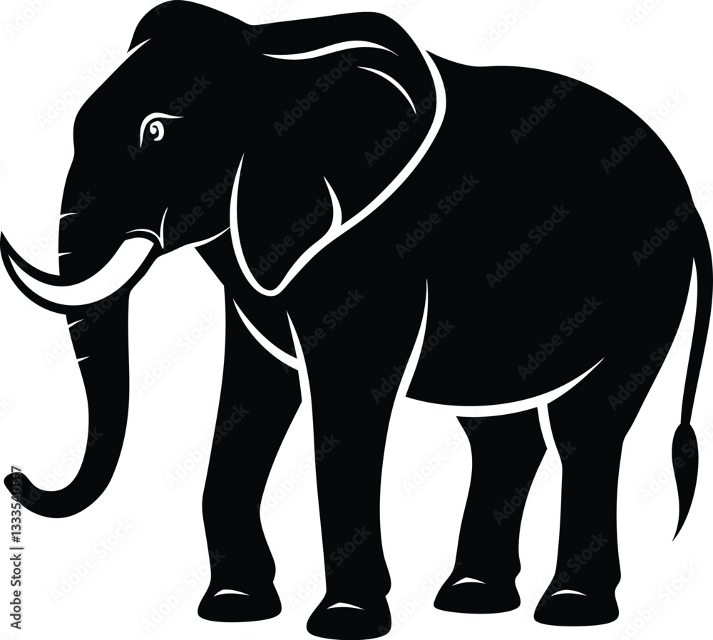 Obraz premium Elephant Silhouette Vector Design, Elephant Icon